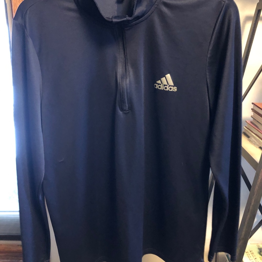 Mens Adidas Climalite Navy & Black 1/4 zip shirts